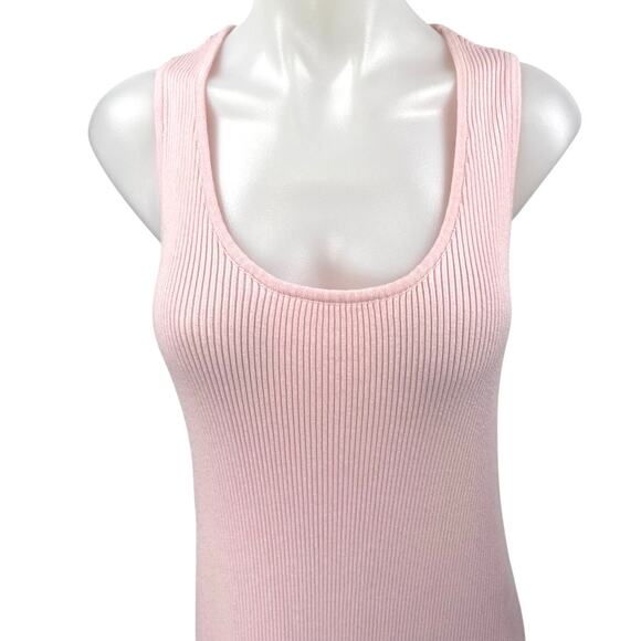 Legoe Pink Ribbed Knit Sleeveless Scoop Neck Maternity Bodycon Maxi Dress Size L - Picture 3 of 5